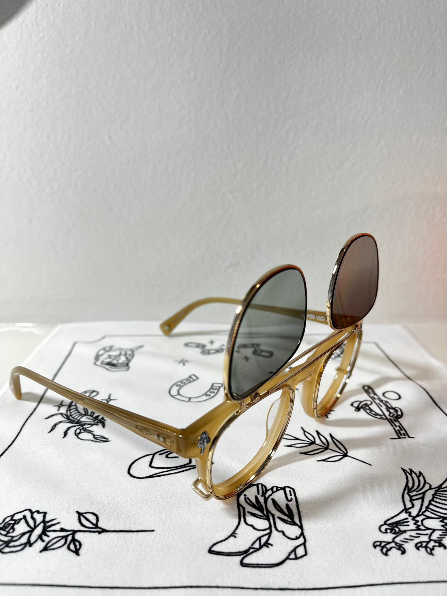 Garrett Leight X Mark McNairy - Valdese- Frame with Flip Clip (Bone)