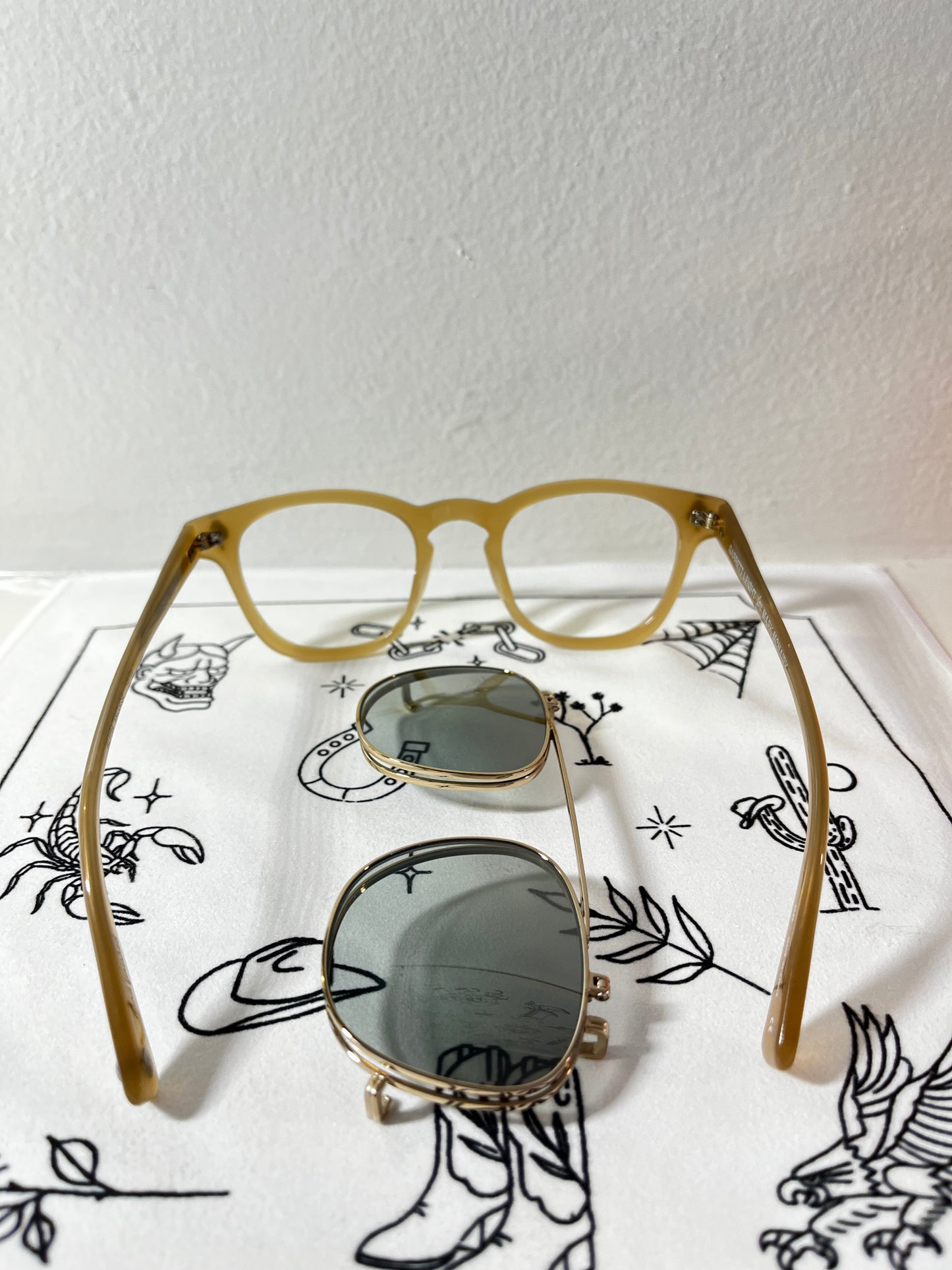 Garrett Leight X Mark McNairy - Valdese- Frame with Flip Clip (Bone)