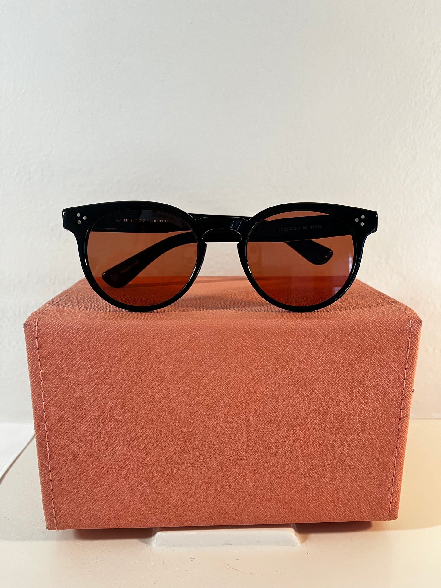 Garrett Leight - Boccaccio- Sunglass - Black frame with custom Rose Semi-Flat Glass Lens