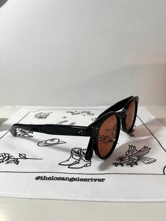 Garrett Leight - Boccaccio- Sunglass - Black frame with custom Rose Semi-Flat Glass Lens