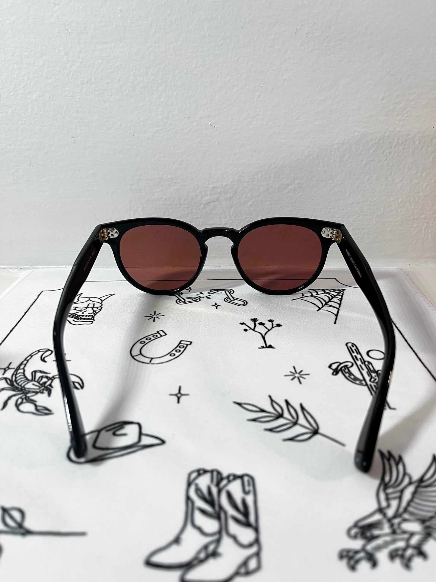 Garrett Leight - Boccaccio- Sunglass - Black frame with custom Rose Semi-Flat Glass Lens