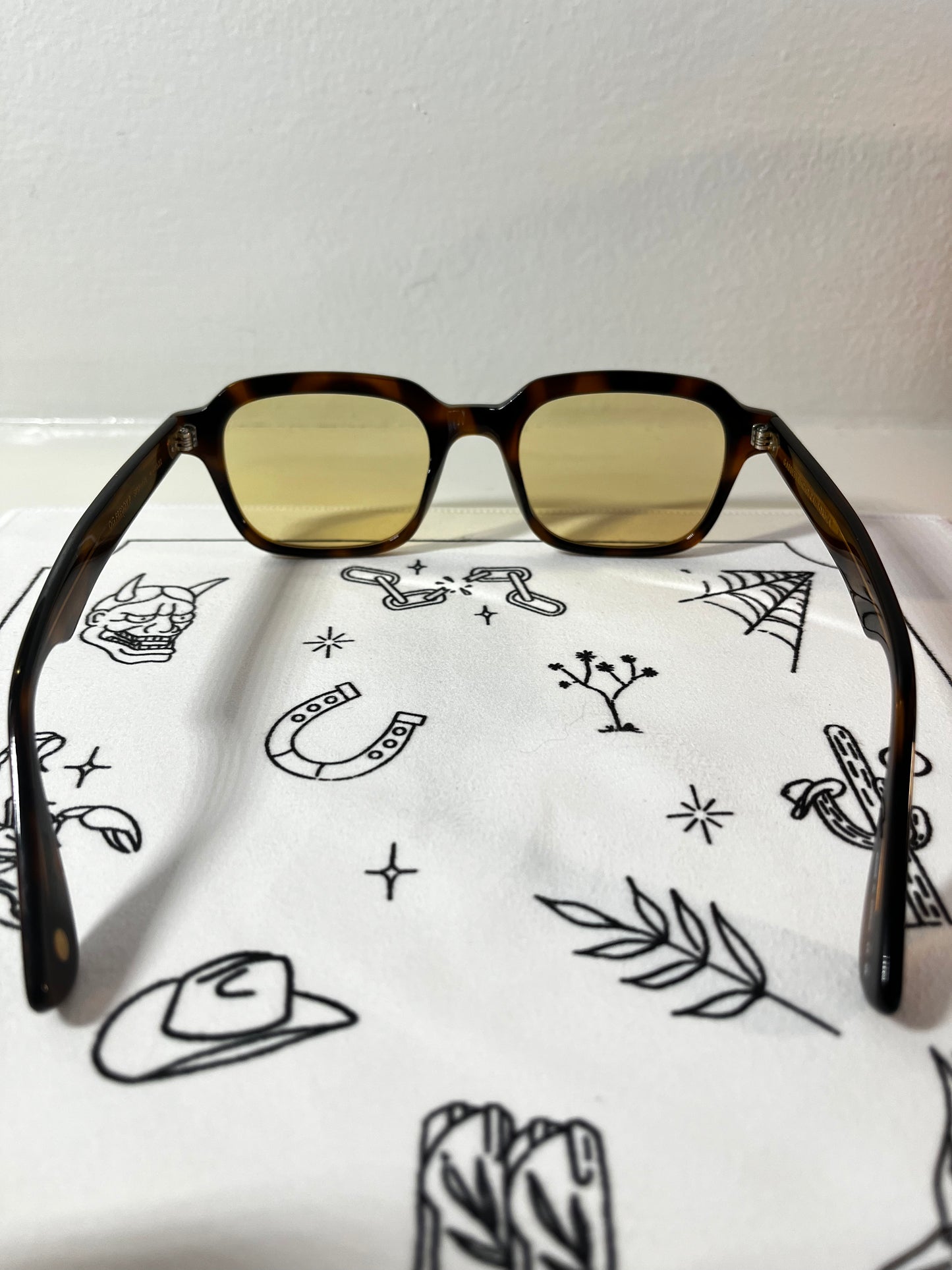 Garrett Leight - OG Freddy P - Sunglass - Brown Tortoise/Custom Burnt Yellow Lenses