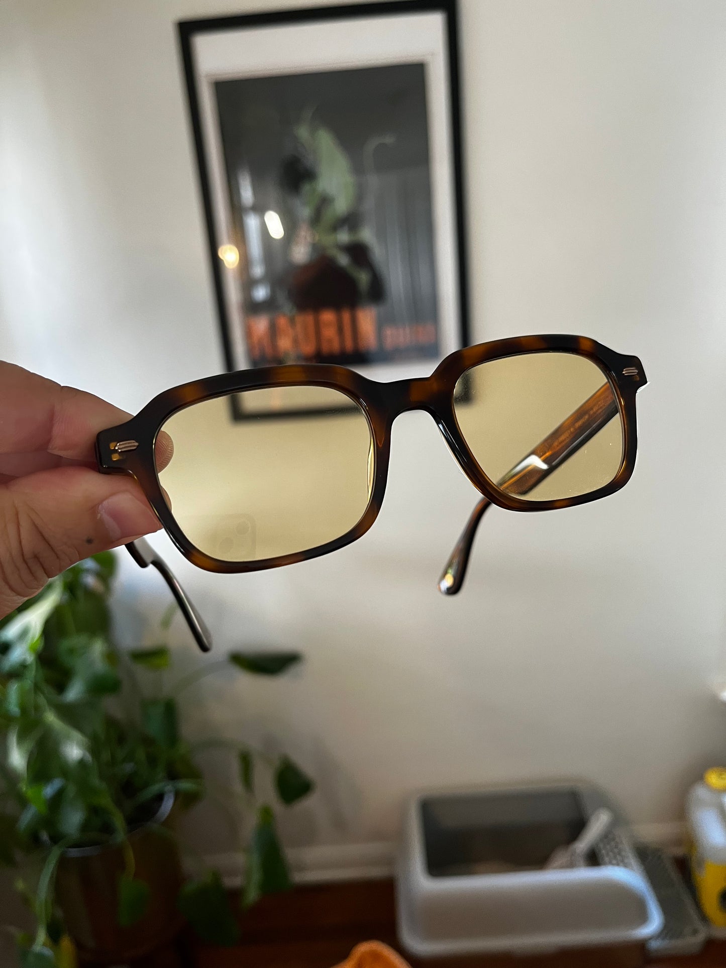 Garrett Leight - OG Freddy P - Sunglass - Brown Tortoise/Custom Burnt Yellow Lenses