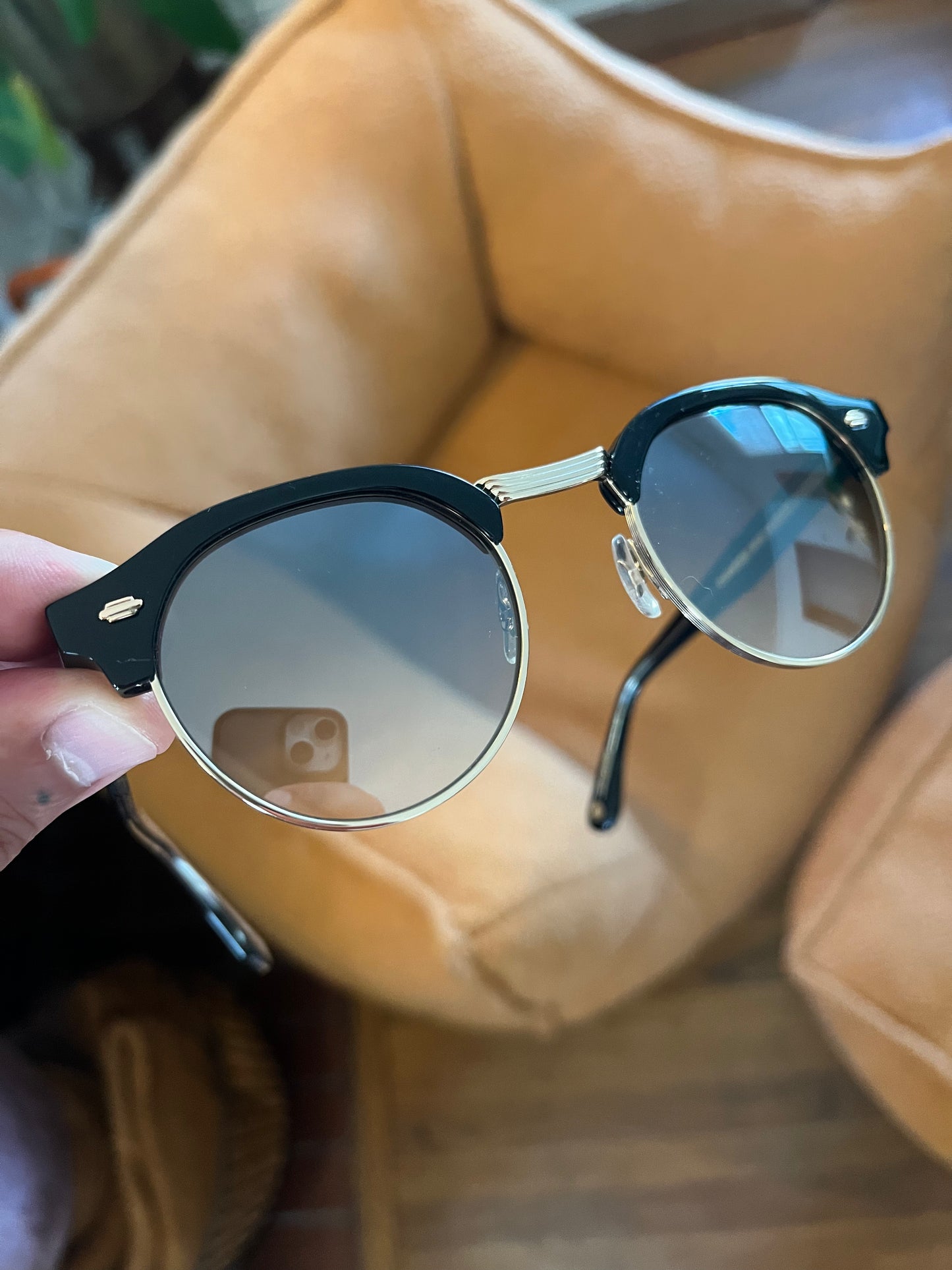 Garrett Leight - OAKWOOD - Sunglass - Black/Olive Mirror
