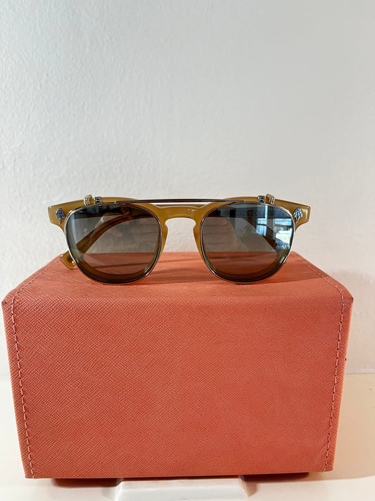 Garrett Leight X Mark McNairy - Valdese- Frame with Flip Clip (Bone)