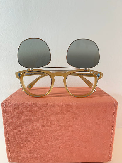 Garrett Leight X Mark McNairy - Valdese- Frame with Flip Clip (Bone)