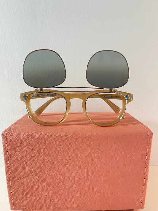 Garrett Leight X Mark McNairy - Valdese- Frame with Flip Clip (Bone)