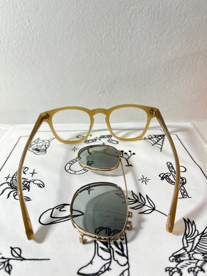 Garrett Leight X Mark McNairy - Valdese- Frame with Flip Clip (Bone)