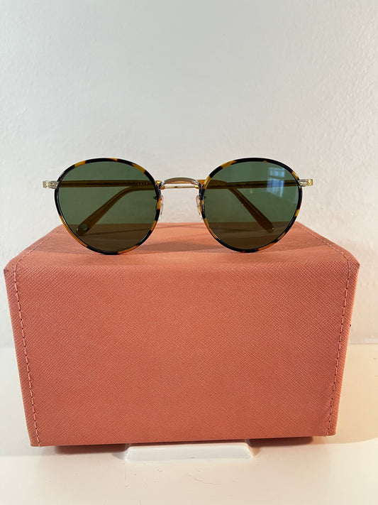 Garrett Leight - WILSON - Sunglass - Tokyo Tortoise/ custom Installed Semi-Flat Green Glass Lens