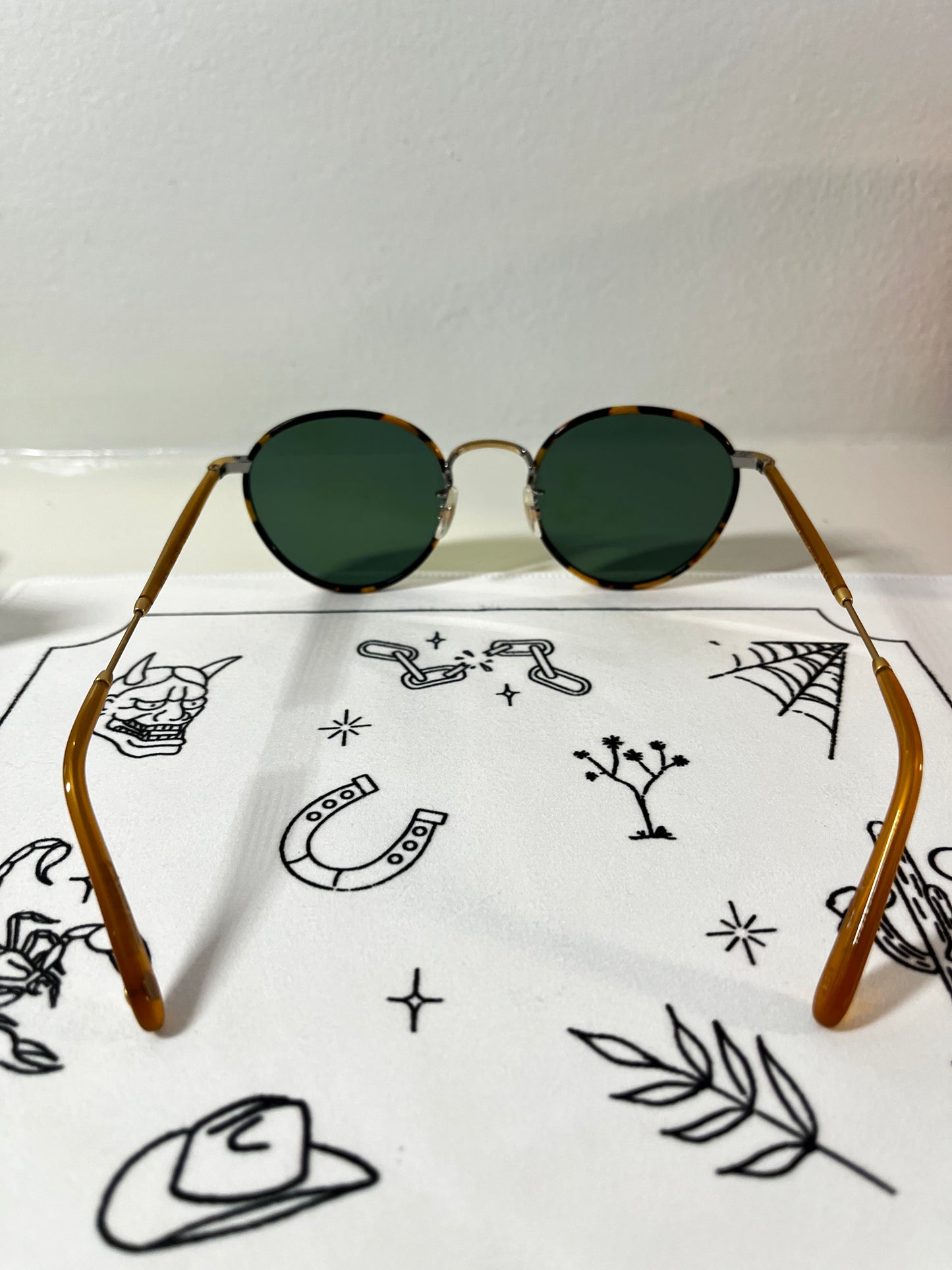 Garrett Leight - WILSON - Sunglass - Tokyo Tortoise/ custom Installed Semi-Flat Green Glass Lens