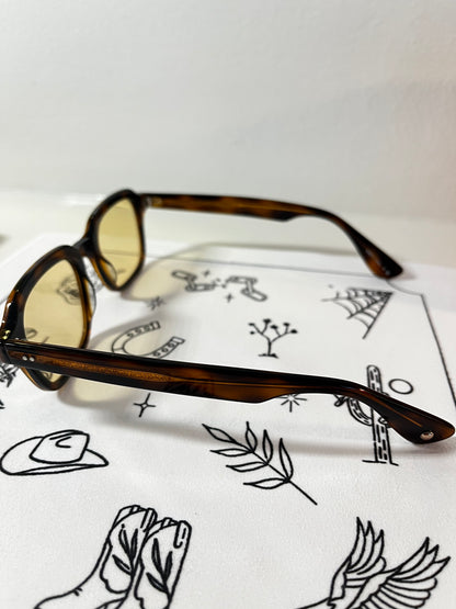 Garrett Leight - OG Freddy P - Sunglass - Brown Tortoise/Custom Burnt Yellow Lenses