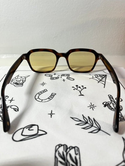 Garrett Leight - OG Freddy P - Sunglass - Brown Tortoise/Custom Burnt Yellow Lenses